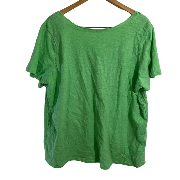 Woman Within Mint Green Top 1X 22 24 Lace Crochet Ruffle Neckline Short Sleeves - Picture 3 of 4